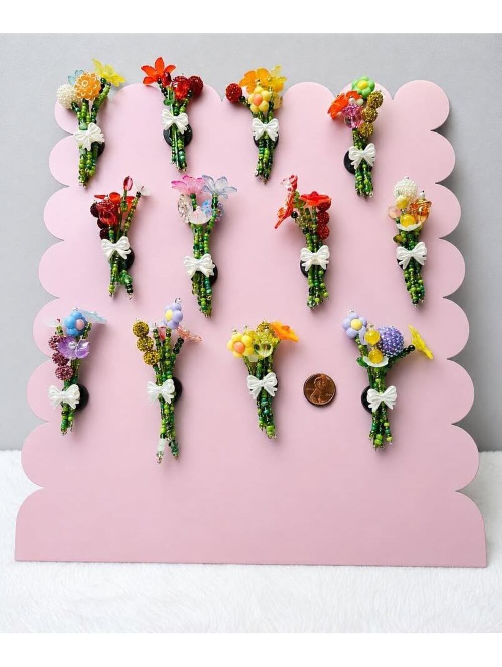 Handmade Miniature Beaded Flower Bouquet Magnets